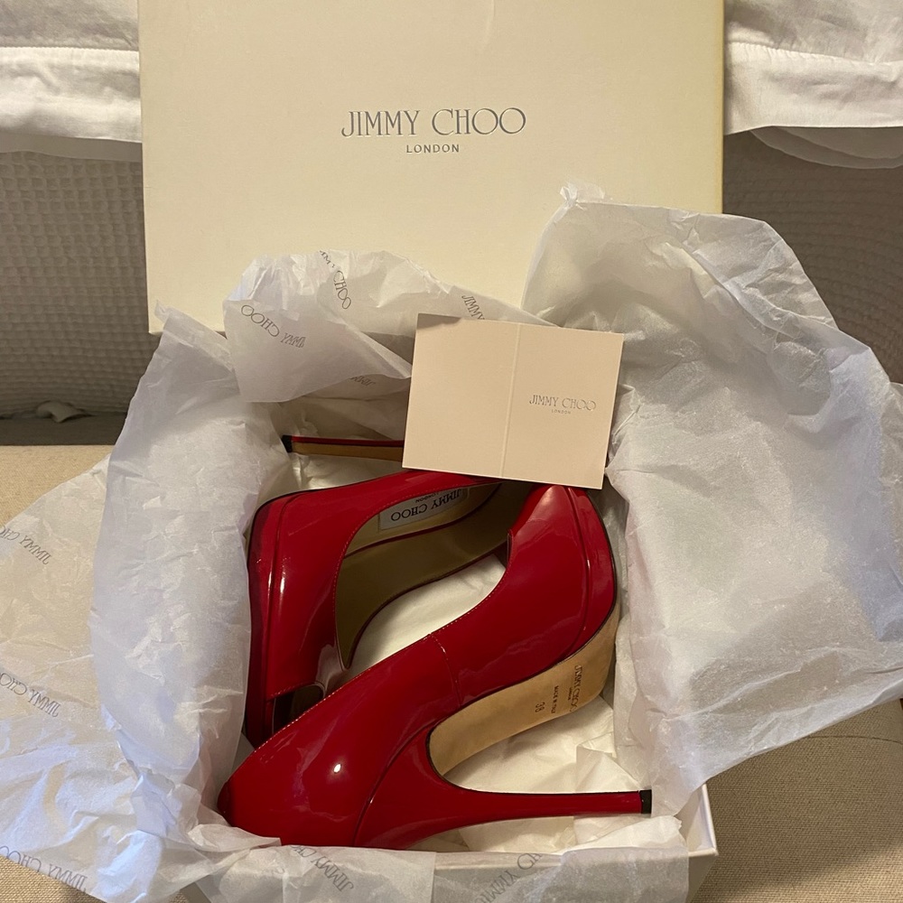 Jimmy Choo Patent Leather Red Tacco 120’s